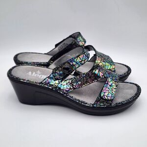 Alegria Tectonic Loti Wedge Slide Sandal Women size 36 (5.5-6)‎ Shoes